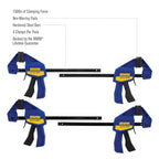 IRWIN Quick-Grip 1964758 One-Handed Mini Bar Clamp 4 Pack, 6", Blue
