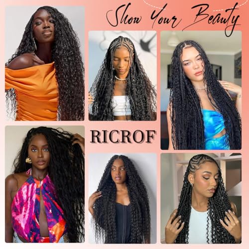 Deep Wave Bulk Human Hair for Braiding 110g 12A Brazilian Virgin Curly Human Hair Extensions for Boho Braids Human Hair 28 Inch Wet and Wavy Human Braiding Hair 2 Bundles/Pack Natural Color