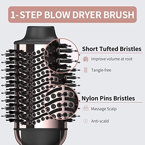 Hair Dryer Brush Blow Dryer Brush in One, Upgraded 4 in 1 Hair Dryer and Styler Volumizer with Negative Ion Anti-frizz Ceramic Titanium Barrel Hot Air Brush Hair Straightener Brush