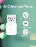 AVANTEK Wireless Doorbell, Mini Waterproof Door Bell Chime Operating at 1000 Feet, CW-11 Doorbell with 52 Melodies, 5 Volume Levels & LED Flash