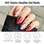Semi Cured Gel Nail Strips, 28pcs Real Nail Polish Art Stickers/Wraps, Includes Prep Pads, Nail File & Wood Stick, Sticker Nails for Women Girls Kids DIY Gifts（Red