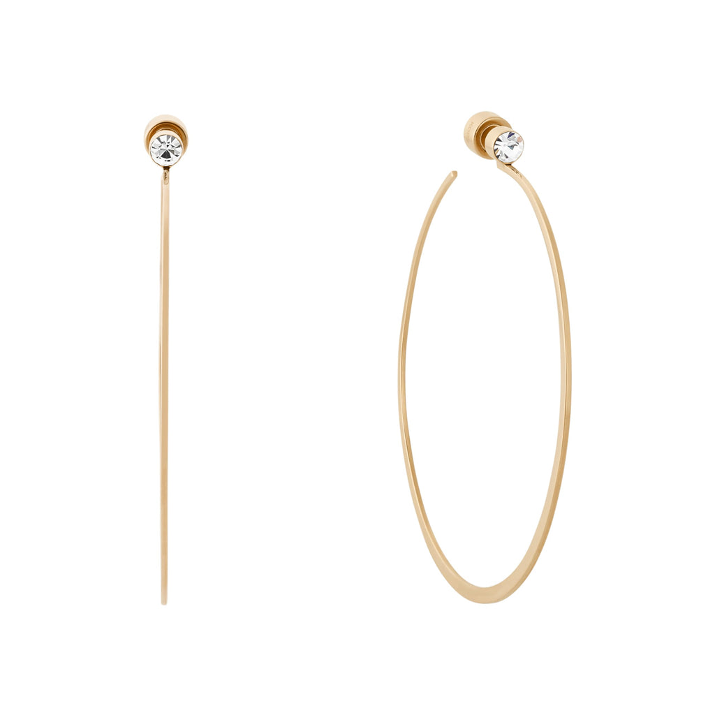 Michael Kors Stainless Steel and Cubic Zirconia Whisper Hoop Earrings for Women, Color: Gold (Model: MKJ5999710)