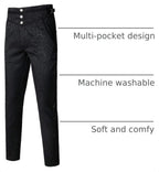VATPAVE Mens Gothic Pants Cosplay Costume Steampunk Victorian Pants L Black