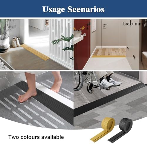 LIEKUMM 1" Rise PVC Threshold Ramp for Doorways, 1700 Lbs Capacity, Transition Ramp for Wheelchairs, Strollers, and Scooters, Cuttable, Black