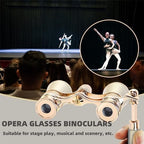 Opera Glasses Binoculars, Theatre Binoculars, 3X25, Metal Material, Vintage and Refined, with Adjustable Handle for Adults Kids Women in Musical Concert Cinema.