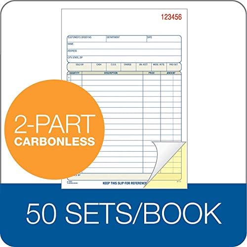 Adams Sales Order Book, 2-Part, Carbonless, White/Canary, 5-9/16 x 8-7/16 inches, 50 Sets per Book (DC5805) (12 Pack)