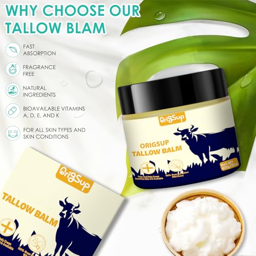 Chialing Beef Tallow Balm for Skin Care - All Natural Moisturizing Body Oil with Honey and Beeswax - Tallow from Grass-Fed Cows – Beef Tallow Moisturizer,-Made in USA (2.0 Oz)