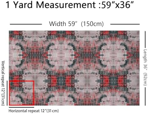 Erosebridal Red Grey Abstract Upholstery Fabric - Modern Watercolor Tie Dye by The Yard - Grunge Waterproof Geometry Brush Strokes Aesthetic Decorative Graffiti Room Decor - 3 Yards