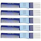 Lift Teasing Comb and Hair Pick – 5 Pack, Five Stainless Still Lifts - Chemical and Heat Resistant Detangler Gripper Comb – Anti Static Comb For All Hair Types – By Cantor