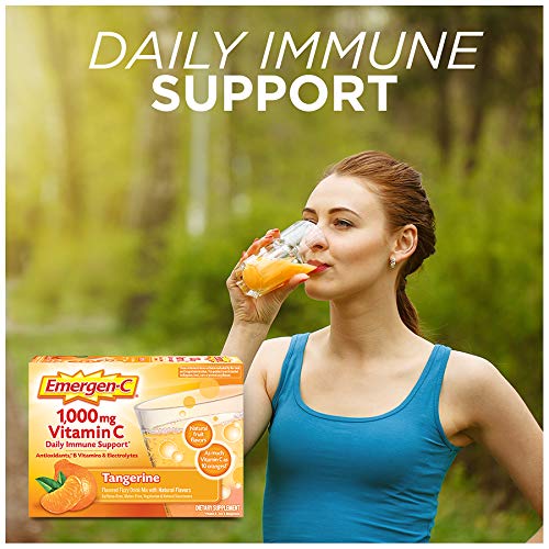 Emergen-C 1000mg Vitamin C Powder, with Antioxidants, B Vitamins and Electrolytes, Vitamin C Supplements for Immune Support, Caffeine Free Fizzy Drink Mix, Tangerine Flavor - 10 Count