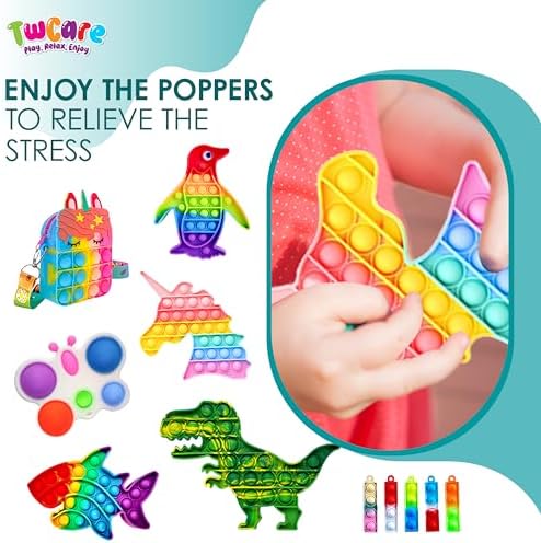 120 Pcs Fidget Toys Pack, Pop Sensory Party Favors Set Gifts for Kids Adults Boy Girl Stocking Stuffers Autistic Bulk Goodie Bag Filler Treasure Box Classroom Prizes School
