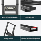 WOA WOA 4 Step Ladder, Ladders for Home, Anti-Slip Pedals, Aluminum Step Stool Foldable, Lightweight to Move, Ease of Storage, Reach 9ft for Closet Kitchen Library, Hold 300lbs - Black