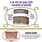 Grip-Tuth Combs - Set Of 2 Hair Side Combs - Hair Combs For All Types Of Hair - Decorative & Hair Styling Women Accessories (Shell, 3 ¼ ″ Wide)