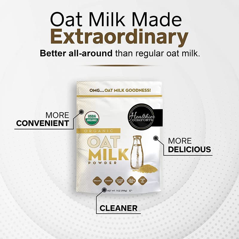 Oat Milk Powder 7oz - Natural and Plant Based Milk with a Clean Formula - Gluten-Free, Vegan, USDA Organic Certified, Non-GMO, Dairy Free, and Lactose Free Milk Powder with No Refrigeration Required