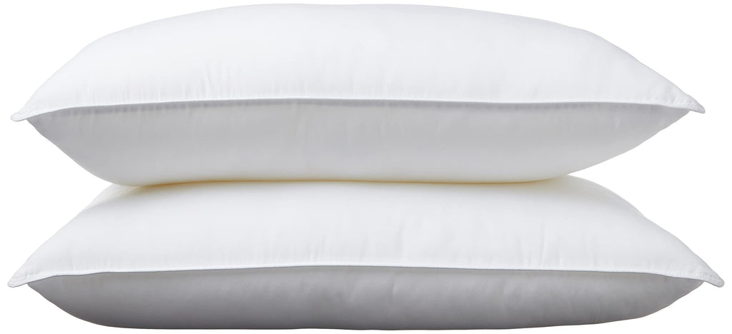 Amazon Basics Down Alternative Pillows for Stomach and Back Sleepers, Soft Density, Standard Size 26" x 20", White, 2-Pack