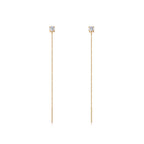 S.Leaf Cz Threader Earrings Sterling Silver Thread Earrings for Women 6cm