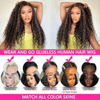 P1B/30 Highlight Ombre Lace Front Wig Human Hair Wigs for Women 250% Density 13x6 Deep Wave HD Lace Frontal Wig Pre Plucked P1B/30 Deep Curly Glueless Wigs Human Hair（#P1B/30,30Inch）