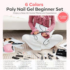 Modelones Poly Extension Gel Nail Kit, 6 Colors Pink Nude with 48W Nail Lamp Slip Solution 3D Bow Nail Charms Decoration Rhinestone Glitter Kit for Nail Manicure Beginner Starter Kit DIY at Home