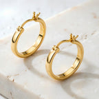 14K Gold Hoop Earrings for Women - Lightweight Classic Square Tube 14K Gold Earrings, Timeless Everyday Jewelry (30mm)