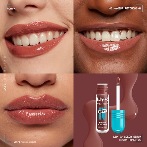 NYX PROFESSIONAL MAKEUP Lip IV Hydrating Glossy Lip Stain with 12HR Hydration - Hydra Honey (Brown)