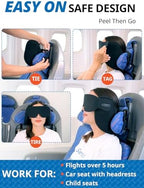 Upgraded Travel Pillow, U-Shaped Airplane Head Strap for All Heights, 360° Support, 3D Sleep Mask, 100% Light Blocking, Long Flights Essentials Headrest, Stop Bobblehead, Red