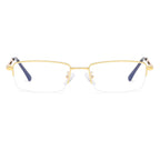 QECEPEI Half Rimless Metal Eyewear Frames Blue Light Blocking Transparent Lens Business Glasses, Shiny Gold