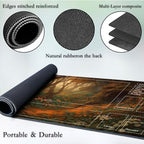 for MTG Game Playmat, for Magic TCG Rubber Play mat,Tabletop Card Playmats with Smooth Surface,Trading Card Inked Game Mat with Zones,Battle Game,Mysterious Tree Cave