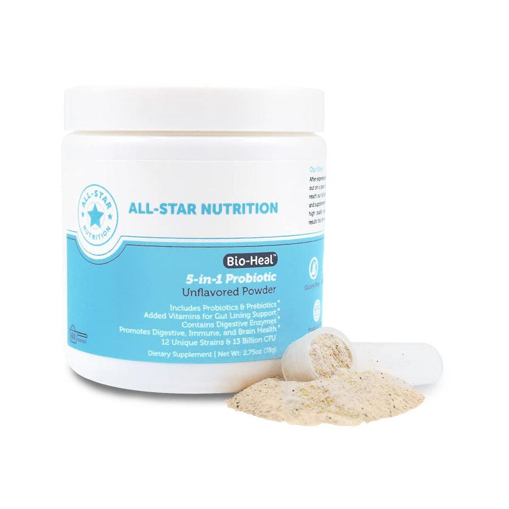 5-in-1 Bio-Heal�� Probiotic for Kid, Men & Women (Powder) - Best Supplement for Brain Function, Gut Health & Constipation - Shelf Stable & Fortified with Vitamins, Minerals & Prebiotics