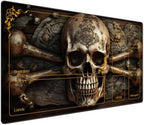 DEGDFSGR for MTG Playmat with Zones 24 x 14 inches for TCG Playmats Non-Slip Rubber Base Commander Play Mat for Magic The Gathering Playmat Iorcana Trading Card Game, Pirate Skull Crossbones