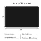 Gartful Silicone Mats for Kitchen Counter, Large Silicone Countertop Protector, Nonskid Heat Resistant Desk Saver Pad, Multipurpose Mat, Placemat (XL-28" x 20"x 0.06", Black)