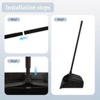 Primero Basics Pivoting Upright Dust Pan with Long Handle and Wheels, Large Capacity, Heavy Duty Commercial Dustpan for Indoor Outdoor, Standing Dust Pan for Home and Restaurant Cleaning, Black