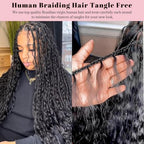 Human Braiding Hair Deep Water Wave Bulk 100g 2 Bundles 26 Inch 100% Brazilian Virgin Curly Extensions for Boho Braids Natural Black Wet and Wavy Braiding Boho Human Hair