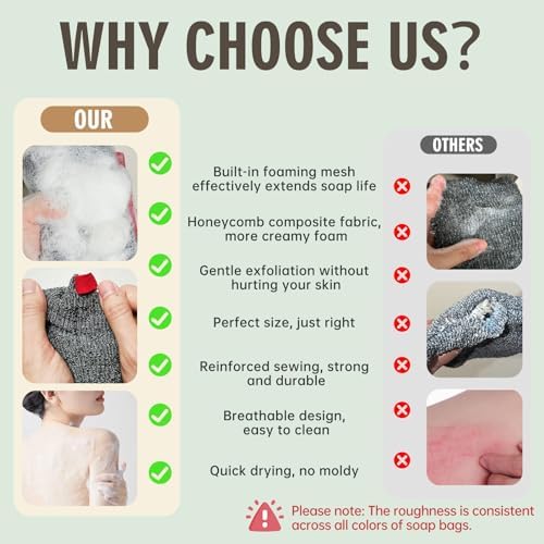 2 Pieces Soap Bags for Soap Bars, Exfoliating Soap Saver Bags, Foaming Bar Soap Pouches for Use in Baths or Showers(Dark Gray)