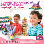 Large 3D Printed Dragon,30 Inch 3D Dragon Toys,Bigger Fidget Crystal Animals Toys, 3D Printed Articulated Animals for Home Office Car Desk Decor（Rainbow