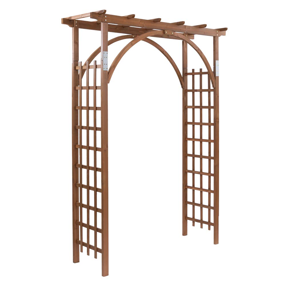 VINGLI 85in Wooden Arbor Garden Arch, Wedding Arch for Ceremony, Wood Trellis for Plant Climbing, Christmas Decor Pergola for Garden Backyard, Lawn