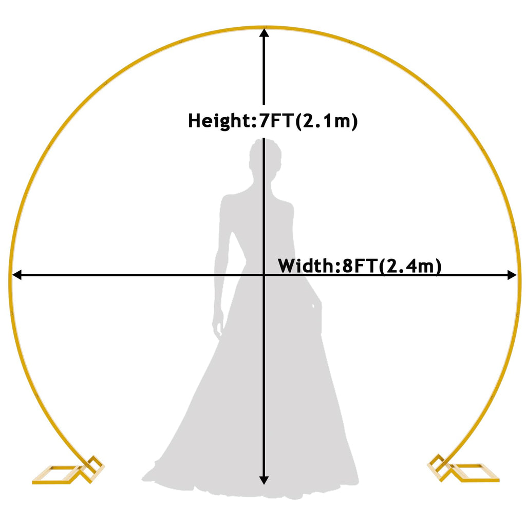 Wokceer Round Backdrop Stand 8FT Gold Wedding Balloon Arch Stand for Party