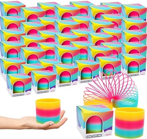 The Dreidel Company Plastic Multicolor Coil Spring, Goody Bag Fillers, Party Favor for Kids, 3" Inches (80mm) (40-Pack)