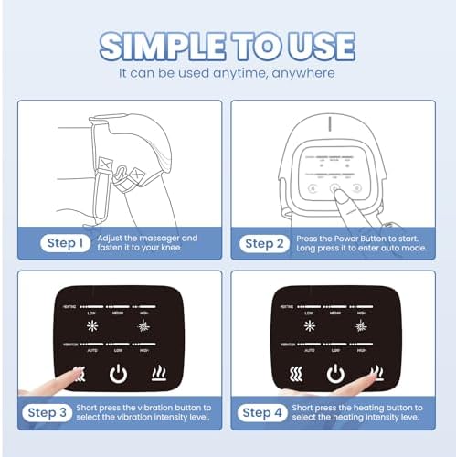 Red Light and Massage Therapy, 3-in-1 Smart Portable Knee Massager, 3 Vibration Modes and 3 Heating Levels LED Vitality Joints Knee Massager, Gift for Men and Women
