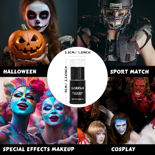 Black and White Face Paint Halloween Makeup Kit Professional, White Foundation Makeup Eye Black Stick, Black White Face Makeup for Halloween Zombie Clown Vampire Skeleton Skull Joker Makeup