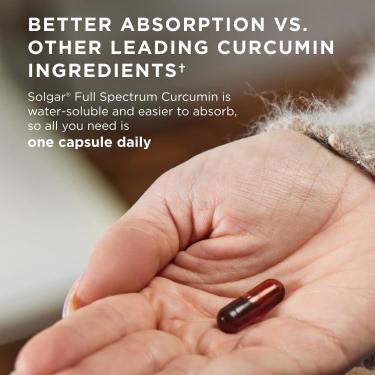 Solgar Full Spectrum Curcumin - 105 LiCaps - Superior Absorption - Brain, Joint & Immune Health - Vegan, Gluten-Free, Non-GMO, Dairy Free - 105 Servings