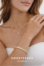 SWEET PEEPS 18K Gold Dipped CZ Tennis Bracelet for Women, Marquise Cut Cubic Zirconia Adjustable Bracelet, Dainty Gold Jewelry for Everyday Wear