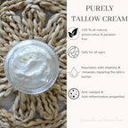 Purely Tallow Cream- Pasture-fed Beef Tallow- Moisturizer/Body Butter- Herbal Infused with Lavender & Chamomile (Unscented)- Dry Skin, Eczema, Psorasis, Infant-Safe -Organic (2 oz)