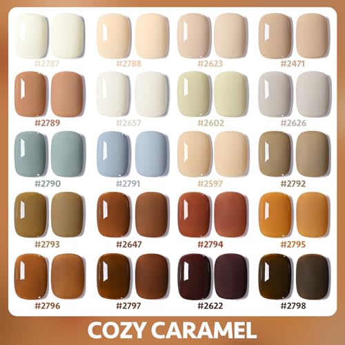 GAOY 23 Pcs Gel Nail Polish Kit, White Blue Brown Colors All Seasons Gel Nail Polish Set with Glossy & Matte Top Coat and Base Coat for Nail Art DIY Gel Nail Kit