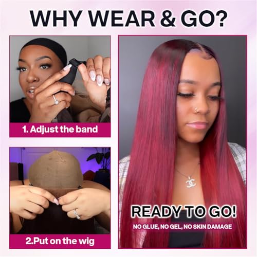 Ombre 99j Burgundy Closure Bob Wig Human Hair Wigs 1B 99j 5x5 Hd Lace Closure Wigs Human Hair For Black Women Straight Burgundy Human Hair Pre Plucked 200% Density Wig 99j Short Bob 12 Inch