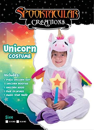 Spooktacular Creations Halloween Unicorn Costume, Jumpsuit with Wings and Star Wand for Kids Halloween Dress Up Party (Small (5-7 yrs))