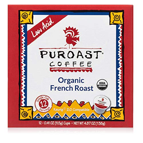 Puroast Low Acid Coffee| House Blend Single Serve Pods | Medium Roast | High Antioxidants & High pH |No Bitter Aftertaste | Reduced Heartburn & GERD Friendly | 72 Count - Compatible with Keurig Brewer