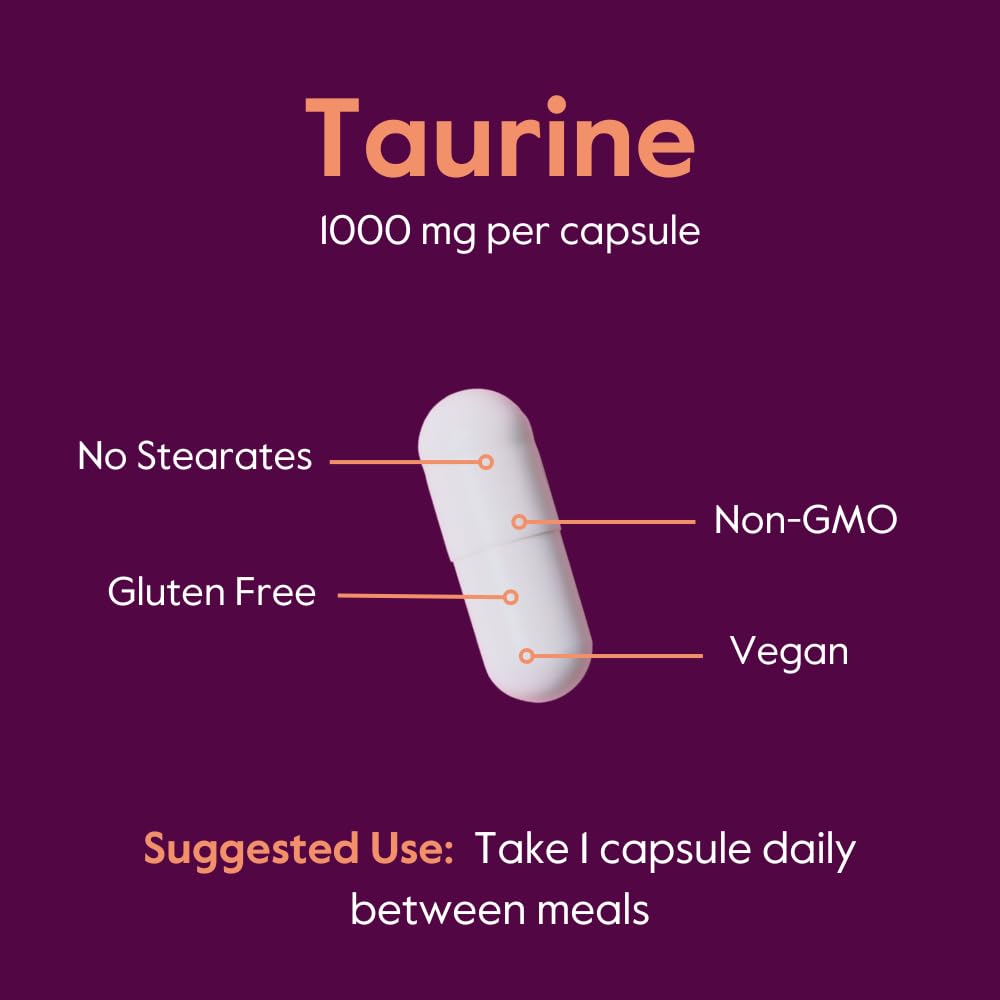 BESTVITE Taurine 1000mg (120 Vegetarian Capsules) - No Stearates - No Fillers - No Flow Agents - Vegan - Non GMO - Gluten Free