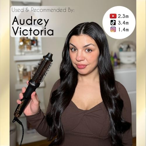 ELLA BELLA® Heated Round Thermal Blowout Brush • Negative ION Plasma Thermal Hot Hair Brush • Volumizer Styler & Curler in 1 • Fast HeatUp • Dual Voltage International Use • Swivel Cord, Auto ShutOff