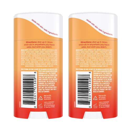 Lume Whole Body Deodorant - Invisible Cream Stick - 72 Hour Odor Control - Aluminum Free, Baking Soda Free, Skin Safe - 2.2 Ounce (Pack of 2) (Clean Tangerine)