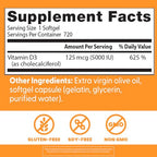 Doctor'S Best Vitamin D3, Capsule 5, 000 Iu for Healthy Bones, Teeth, Heart & Immune Support, Non-GMO, Gluten-Free, Soy Free, 720 Count (Pack of 1)